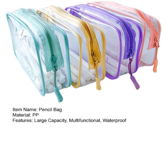Transparent Pencil Case with Zipper Large Capacity Waterproof Pen Pouch Organizer Office