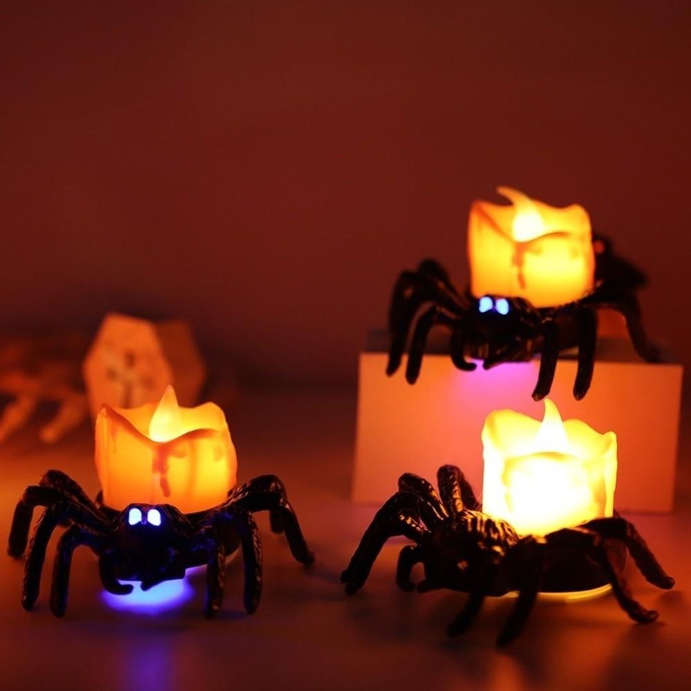 Crawly Halloween Spider Pumpkin Lamp Scary Spider Night Light Electronic Candlelight Haunted House