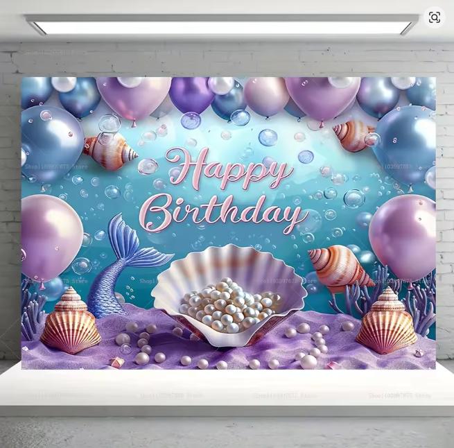BEPAN Underwater Mermaid Background Underwater World Castle Girl Princess Birthday Party Decoration Supplies Baby Shower Arrangement