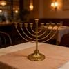 Portacandele Menorah Hanukkah Classico Tradizionale Portacandele in Metallo Ebraico Candelabro Multi-Braccia Dorato Decorazione