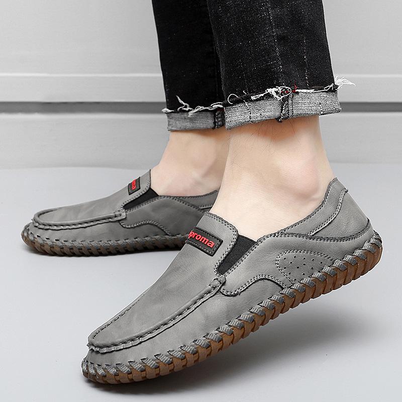 Spring and Autumn New Leather Shoes Men's Leather Soft Bottom Breathable Men's Plus Size Trend Lazy Wild Men's Shoes Casual Shoes