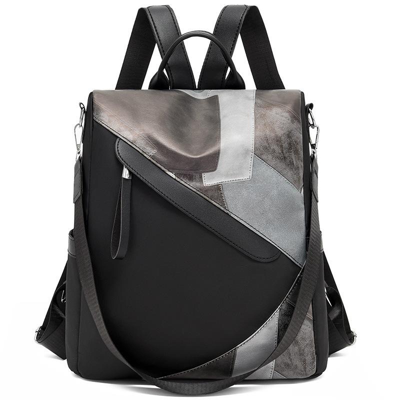 New Trend Fashion Splicing Women's Backpack Outdoor Travel Versatile Women's Bag Pu Anti-theft Crossbody Portable Shoulder