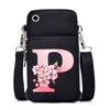 2024 Mobile Phone Bag Women's Messenger Bag New Alphabet Letter Printing Black Shoulder Bag Change Bag