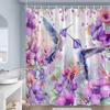 Purple Floral Hummingbird Shower Curtains Butterfly Birds Flowers Plant Modern Polyester Home Bathroom Curtain Decor With Hooks
