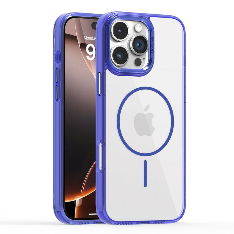Genomskinligt Magsafe Magnetiskt Fodral För iPhone 16 Pro Max 15 Pro 14 13 12 11 Metallisk Linsram Genomskinligt Stötsäkert Mjuk Kantad Mobilskal