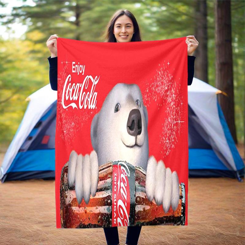 Christmas Gift Halloween Themed Cola Beverage Coca Cola Blanket Soft Home Furnishing Nap Decoration Four Seasons Warm Sherpa Blanket U18