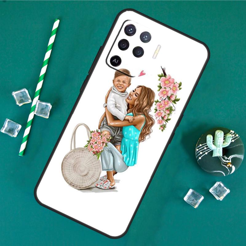 Brown Hair Baby Mom Girl Queen Case For Oppo A60 A40 A80 A16 A76 A96 A18 A38 A58 A78 A98 A91 A15 A17 A74 A94 A54 A57S Cover