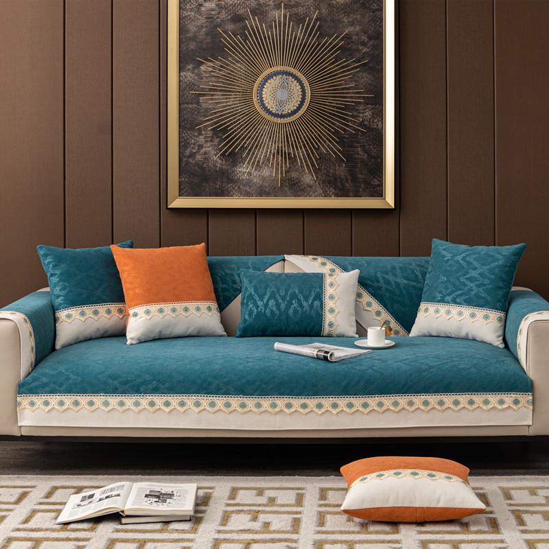 Chenille 1/2/3 Seater Sofa Cover Jacquard Couch Armchair Furniture Patchwork Lace Sofa Cushion Nonslip Universal for All Seasons