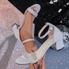 Fashion 2025 New Women Summer Sexy Sandals Open-toed High Heeled Sandals Ankle Strap Ladies Buckle Rhinestone Thick Heels Shoes Women