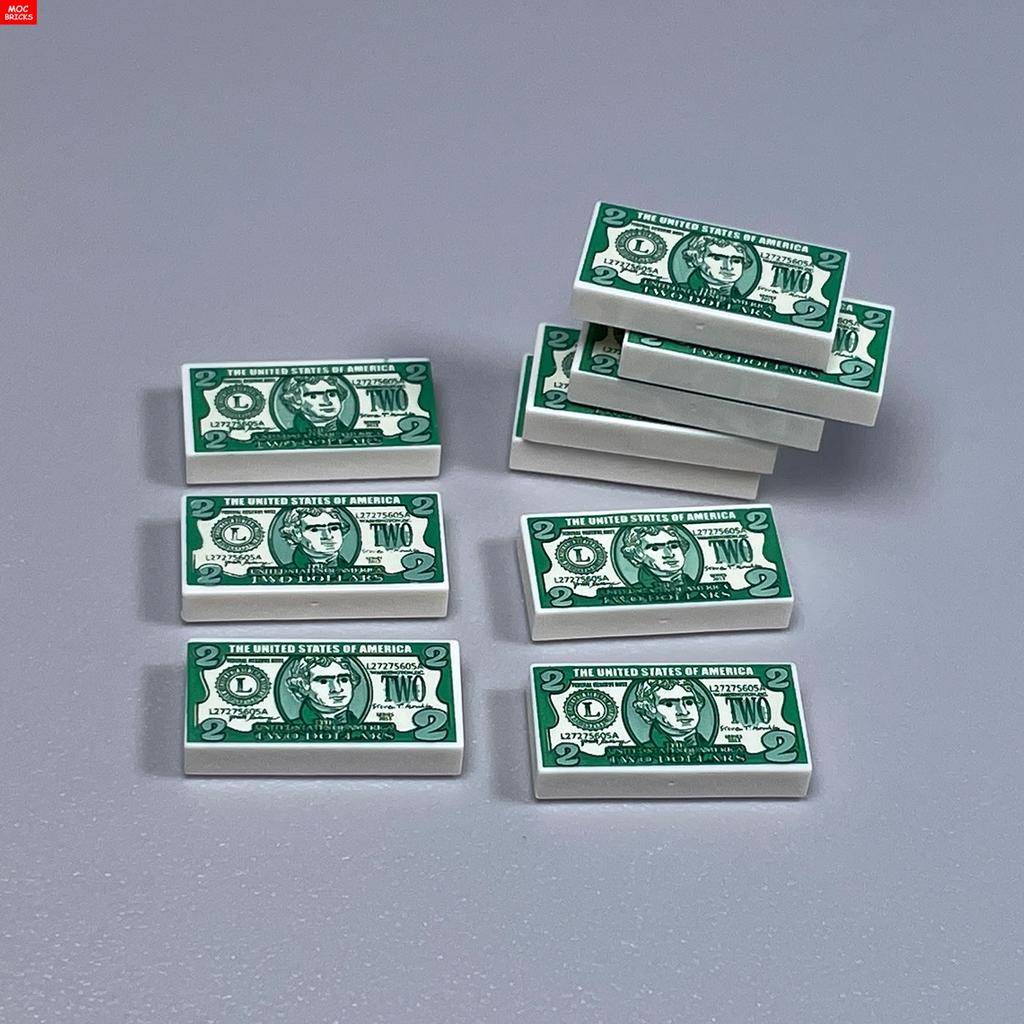 Ungiftige Moc Bausteine Horror Stadt Gold Silber Geldpistole Münzen Dollar Tasche Aktenkoffer 4cm Figur Polizei Zubehör Baustein Kinder Spielzeug