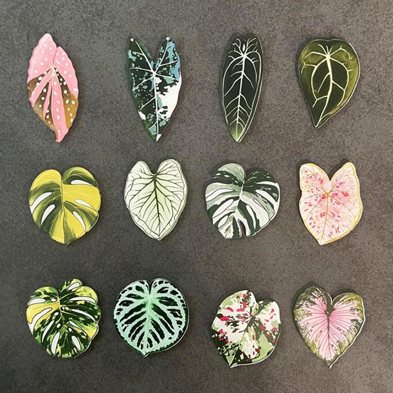 Cute Begonia Monstera Refrigerator Magnets, Kawaii Tropical Plants Refrigerator Magnets, Whiteboard Stickers