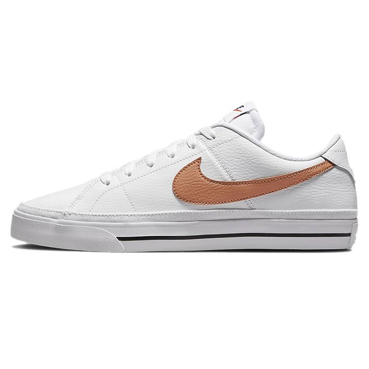 Nike Court Legacy White Light Cognac Men Sneakers Black Gum-Light-Brown CU4150-108 42.5