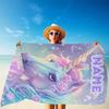 Custom Unicorn Beach Towel Personalized Name Fantasy Rose Microfiber Bath Towels Soft Quick Dry Swimming Pool Lounger All Season