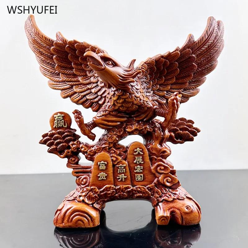 1 Pc Grand Exhibition Eagle Decoration Imitation Wood Carving Crafts Living Room Home Decoration Housewarming Gift Blessing