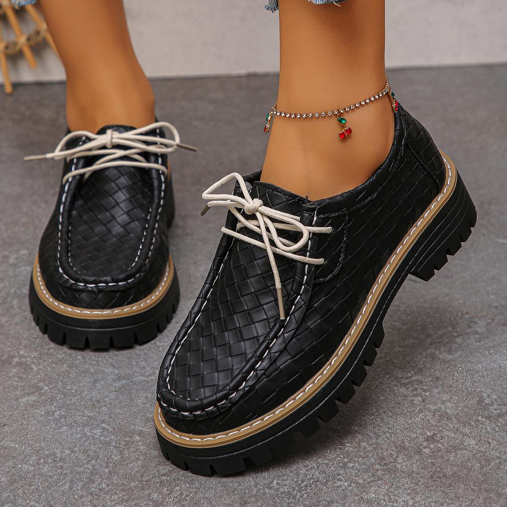 Fashionable New Round Toe Thick Sole Anti Slip Sexy Casual Loafers Spring/Autumn Comfortable Plus Size Work Shoes For Women