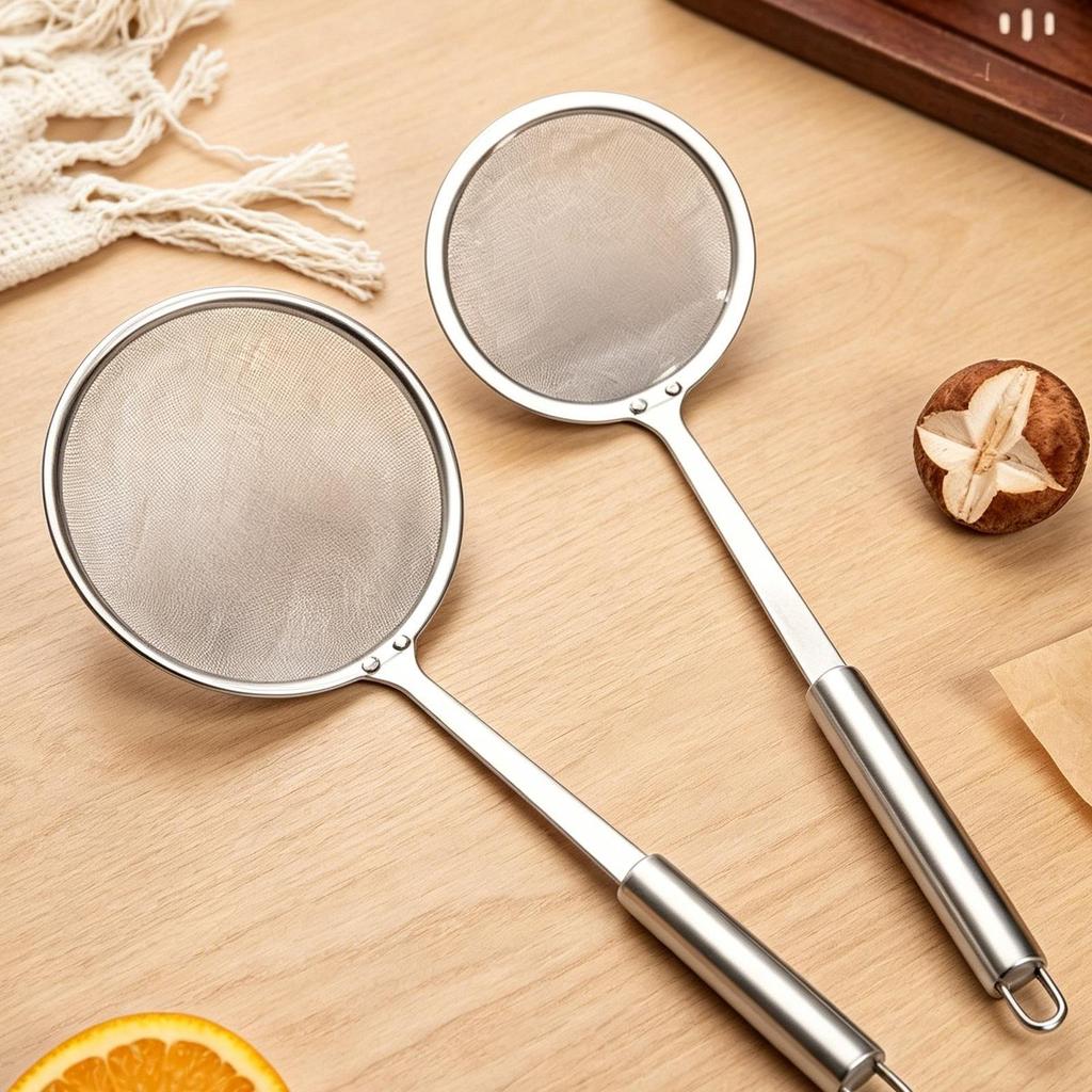 Skimmer Spoon Fine Mesh 2 Piece Stainless Steel Long Handle Oil Skimmer Strainer Spoon For Home Restaurant Dining Room Hot Pot