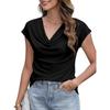 JPNTKY Women's Fashion Casual Solid Color Print Short Sleeve V Neck Blouses & Shirts