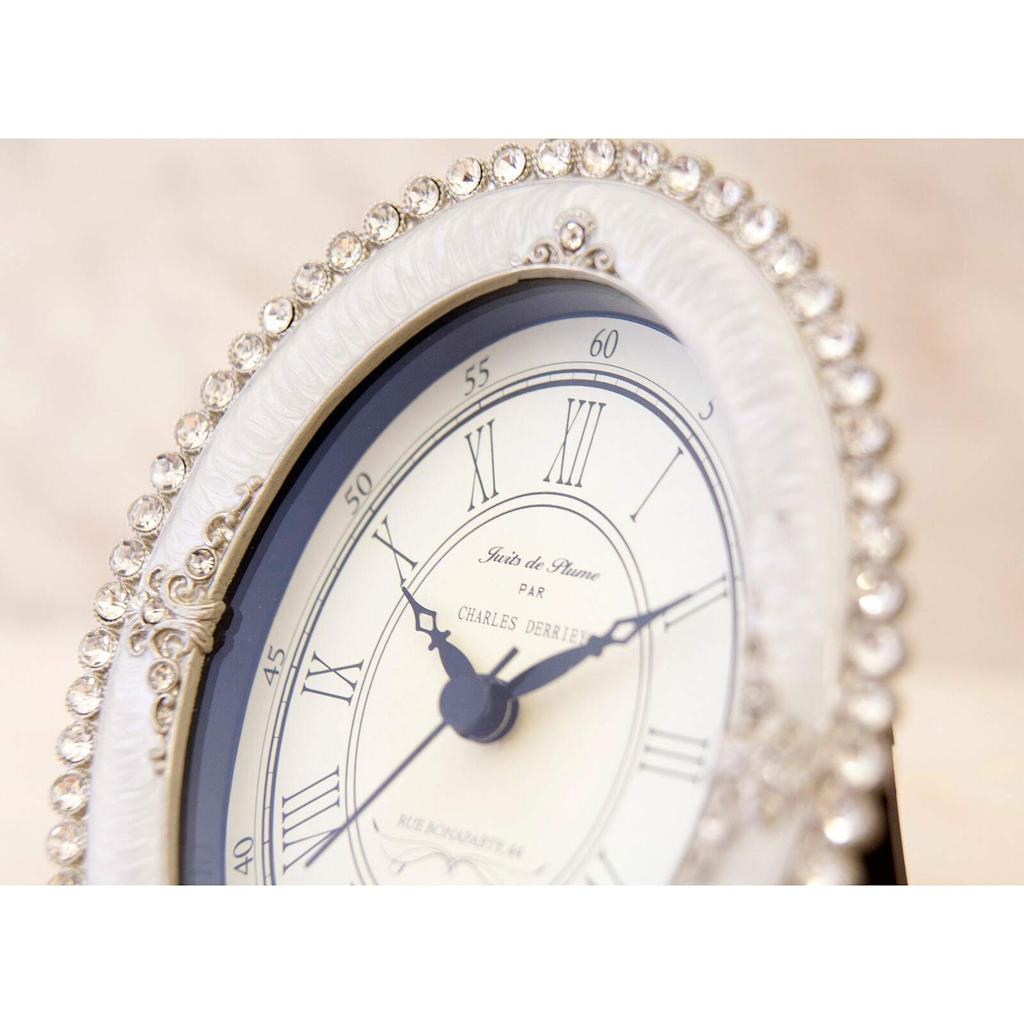 Akizuki Trading Mariage Table Clock Oval Pearl Beads W11×D3.5×H14cm AKC603