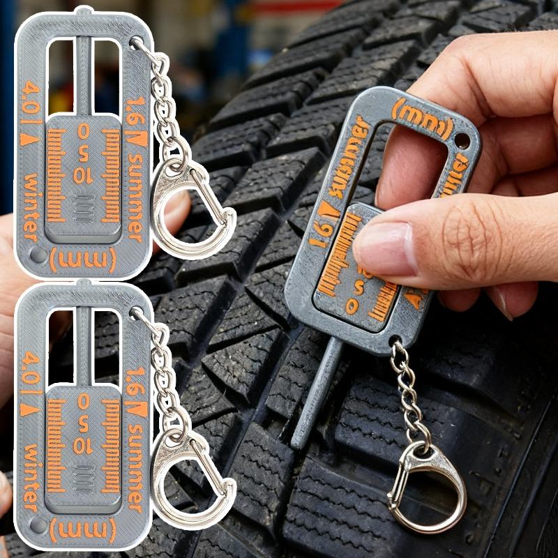 2-in-1 Reifentiefenmesser Schlüsselanhänger Genaue Messung Autoreifenprüfer Verschleißanzeige Werkzeug für Auto LKW Motorrad