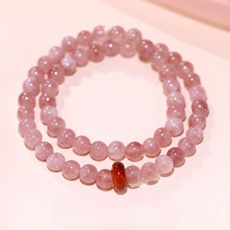 Doppelschichtiger Optimierter Goldfaden Jade Rot Achat Friedens-Charme-Armband, Nischen-Kristall-Schmuckzubehör