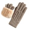 Women Winter Knitted Gloves Thick Fleece Lined Warm Gloves Solid Color Touch Screen Gloves for Driving Golfing Fishing Hiking