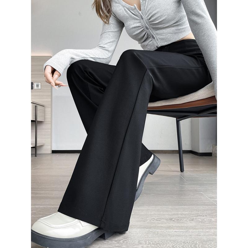 Black Flared Pants for Women 2025 Autumn Winter New High Waist Slimming Slightly Flared Pants Floor-Length Straight Narrow Suit Pants