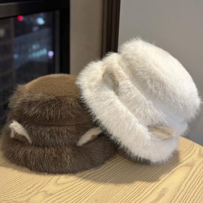 Plush Ear Warming Fisherman Hat Autumn and Winter Korean Style Versatile Thickened Cold Proof Ear Protection Hat with Face Friendly Small Bucket Hat