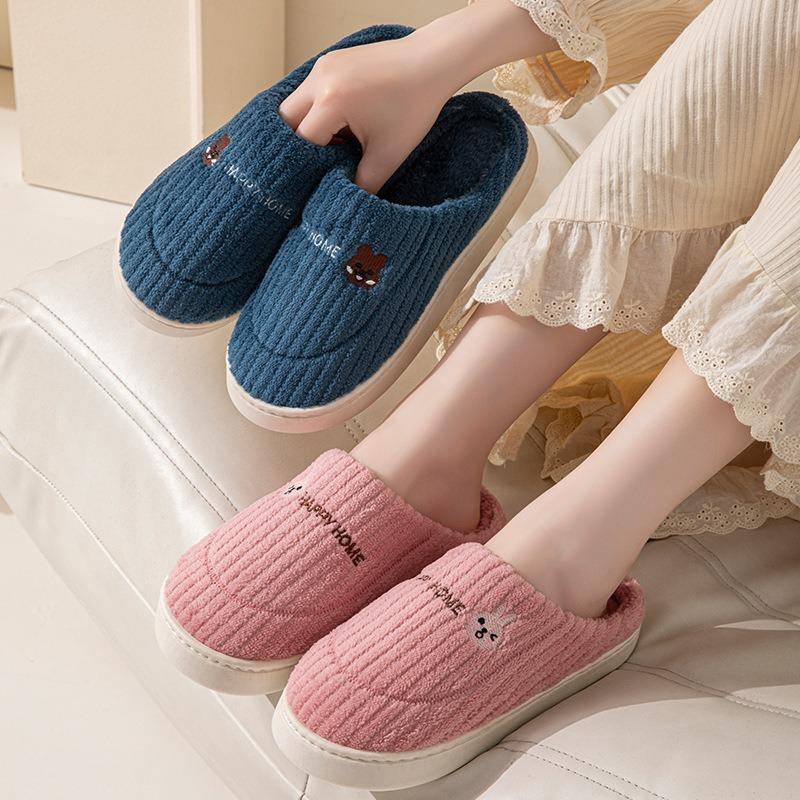 Cotton slippers women autumn and winter couple home slippers indoor confinement shoes warm cotton shoes non-slip cotton drag men's winter models