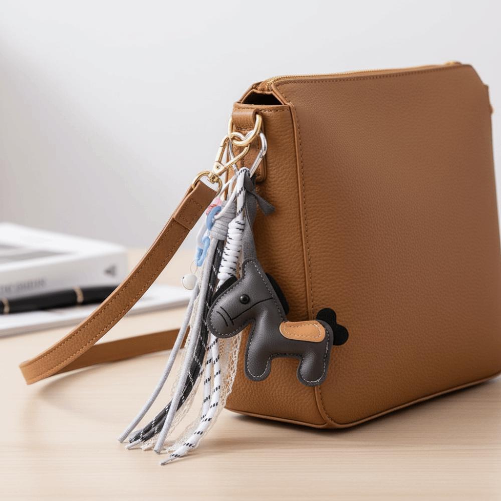 Leather Horse Keychain Korean Style Chinese New Year Gift Zodiac Pony Bag Pendant  Birthday Gift