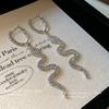 Silver Needle Diamond Geometric Serpentine Long Earrings European and American Light Luxury Personality Earrings Fashion Temperament Earrings Women