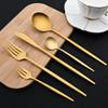 30Pcs Dinnerware Set Stainless Steel Flatware Matte Gold Cutlery Set Cake Fruit Fork Kitchen Knife Fork Spoon Tableware Set
