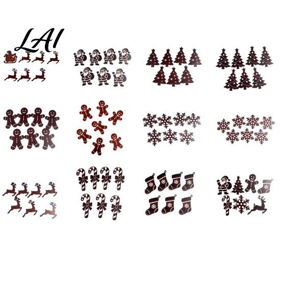 Rustic Farmhouse Wooden Christmas Hangings 7Pcs Holiday Wall Silhouette Lights with Warm Backlight, LED
