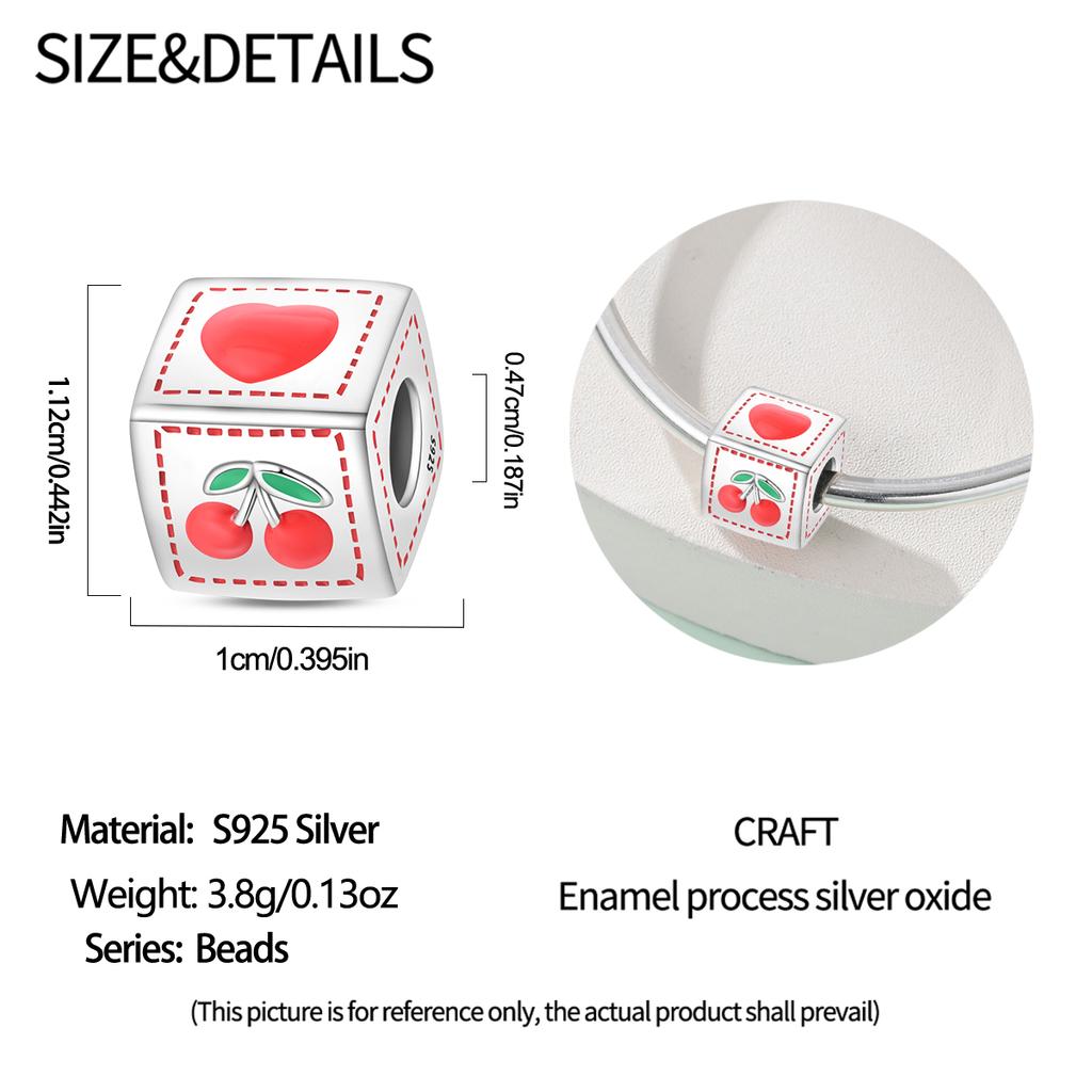 Square Dice Flower Cherry Stopper Clip Beads Fit Original Copper Charm Bracelet Diy Lovely Pendants For Woman Jewelry Gift