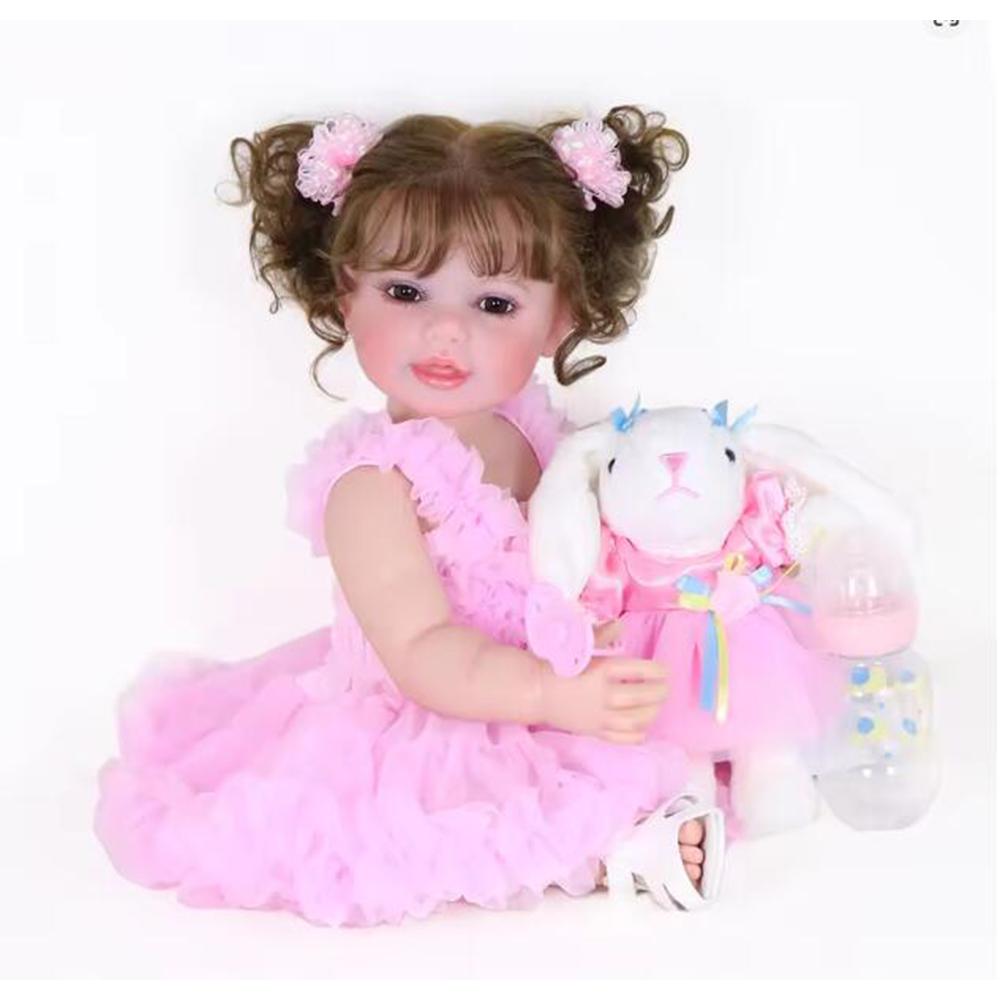 Reborn Baby Doll Toy Happy Dance Reborn Toddler Doll – 22-Inch Lifelike Companion with Plush Bunny Toys