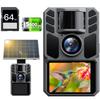 FKPCAM Viltkamera Overvåkingskamera Ingen Kabling 4K 64MP Sekunds Utløser Kompakt Sikkerhetskamera med Infrarød 64GB Minne Solcellepanel 5000mAh