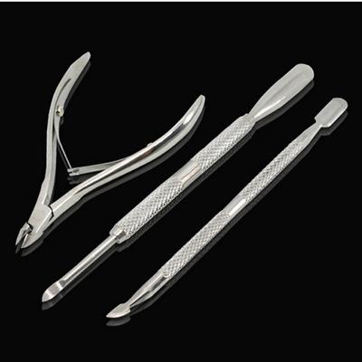 3Pcs Nail Art Tool Spoon Pusher Nipper Cuticle Manicure Stainless Steel Set
