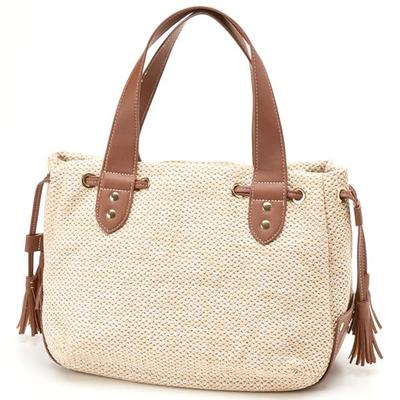 Labagagerie Side Tassel Summer Tote, Medium, B007202, Ivory (33)