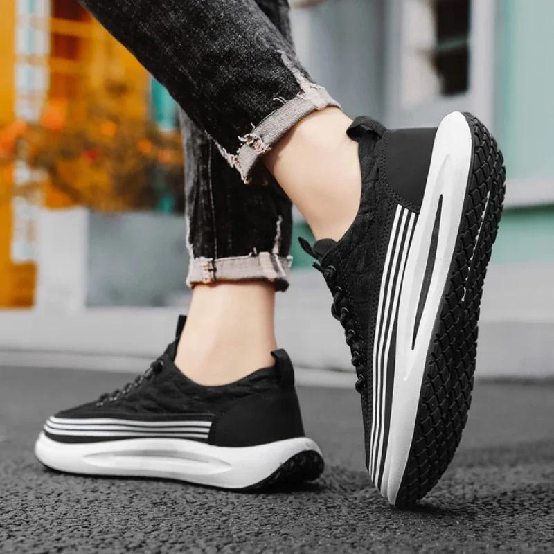 Mens Thick Soled Loafers Summer Comfortable Breathable Men Casual Sports Shoes Fashion Luxury Crocodile Pattern Vulcanized Shoes