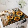 Blue Butterfly & Daisy Drain Mat Absorbent Non-Slip Washing Machine Dust Cover Pad, Dish Drying Mat for Kitchen, Laundry Room