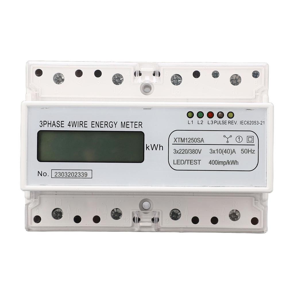 3 Phase 4 Wire Energy Meter 7 Digit LCD Display Voltage Power Current Voltmeter Ammeter Monitor 3x22