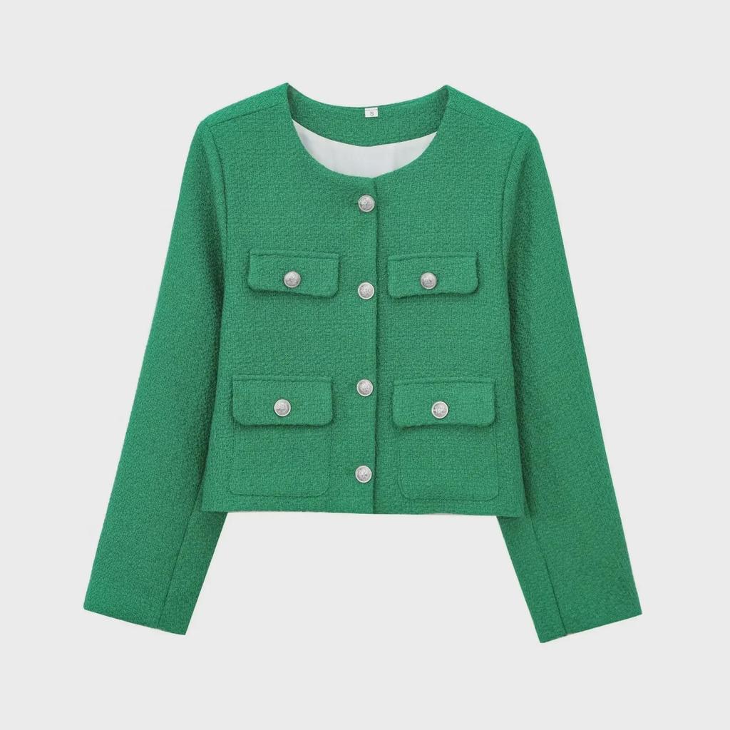 ZA Women's European & American Style Textured Shoulder Pad Jacket + Skirt/Pants Set