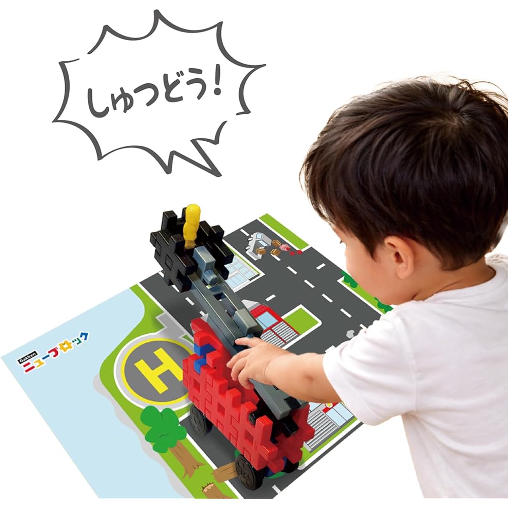 Gakken New Block Rescue Set 59 Pieces with Play Sheet for Ages 2 and Up Educational Toy