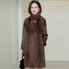 Autumn and Winter New Imitation Fur Coat Women's Medium and Long Imitation Mink Hair Mink Women's Clothing Thin Stand-up Collar Coat Medium and Old