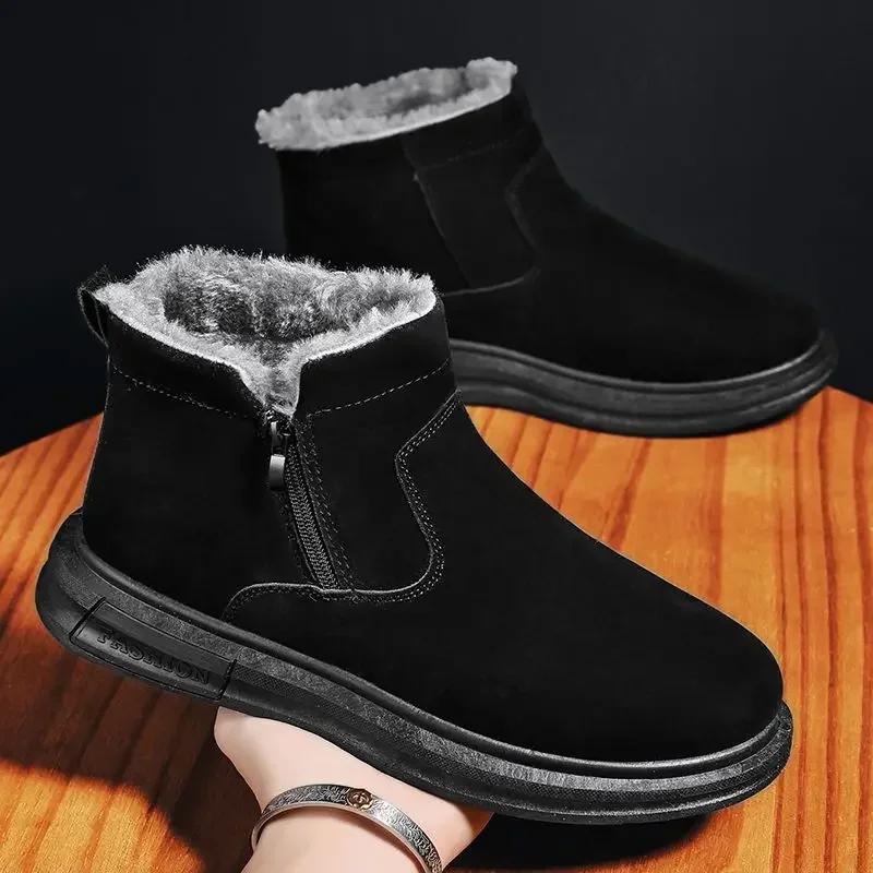 Fashion Warm Man Shoes Platform Winter With Fur Boots for Men Offer Hot Selling New Cheap Size 45 44 Low Price High Quality Comfortable
