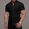 Men Summer Short Sleeve Pure Color Shirt Tops Men Clothes Business Casual Lapel Shirt Tops