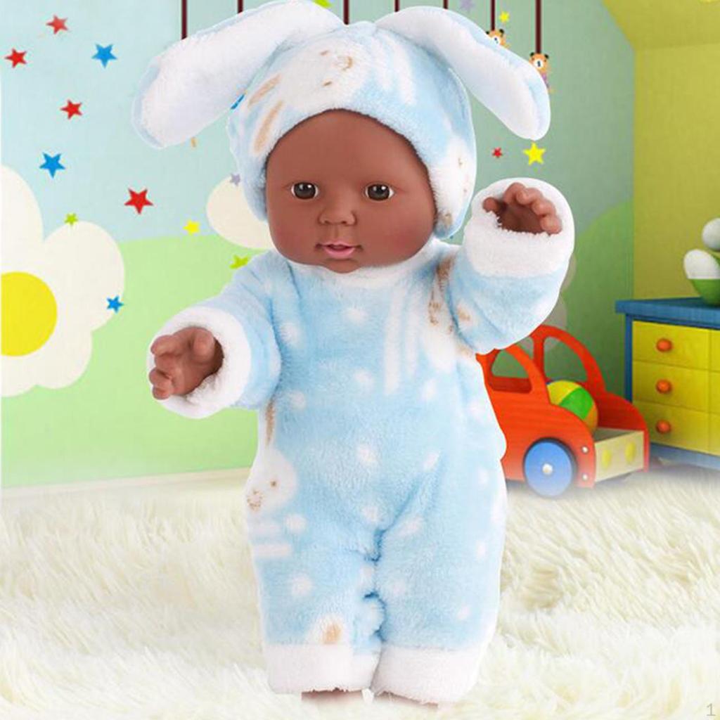 12 Inch Newborn , African Infant Black Kids and Girl Holiday Birthday Gift, Reborn Doll