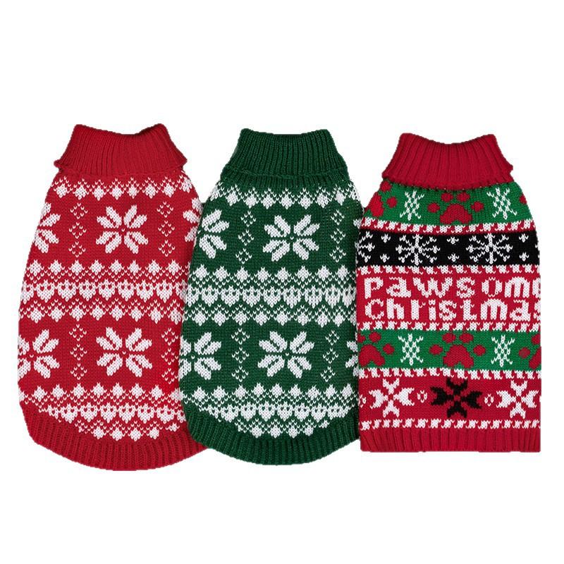 Christmas Knitted Sweater for Cats and Dogs, Xmas Pet Apparel Warm Festival Costume for Small Animals Christmas Party Outfit