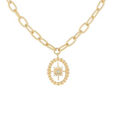 [R4479] - Designer Steel Necklace 'Cléopatra' White Gold - 20x16 Mm