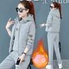 2 Pieces Women Sets Autumn Thickened Fleece Sportswear Vest+hoodies+pant Cold-proof Winter Coat Sets Women's Clothing