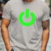Men Casual Cotton T-Shirt with Green Fluorescent Heartbeat Icon Crew Neck Short Sleeve Summer Streetwear Men Clothing